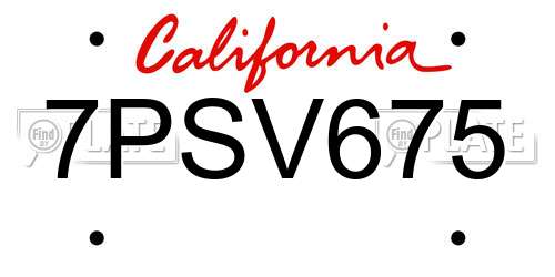 7PSV675 California License Plate