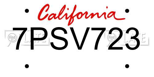 7PSV723 California License Plate