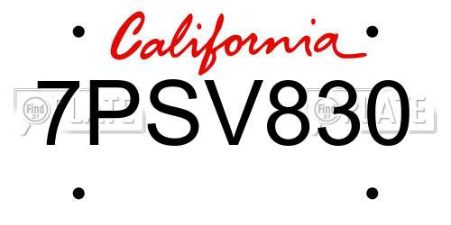 7PSV830 California License Plate