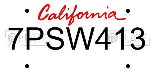 7PSW413 California License Plate