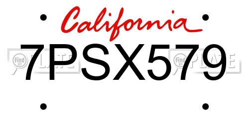 7PSX579 California License Plate