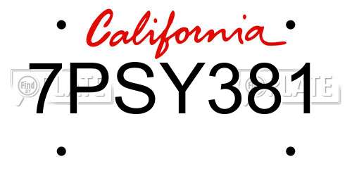 7PSY381 California License Plate