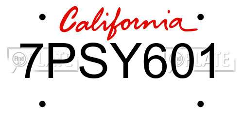 7PSY601 California License Plate