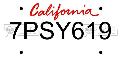 7PSY619 California License Plate