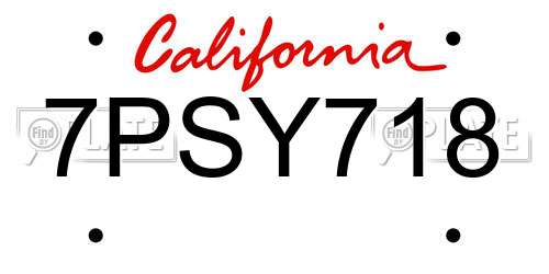 7PSY718 California License Plate