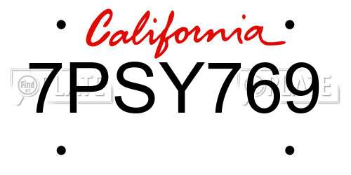 7PSY769 California License Plate