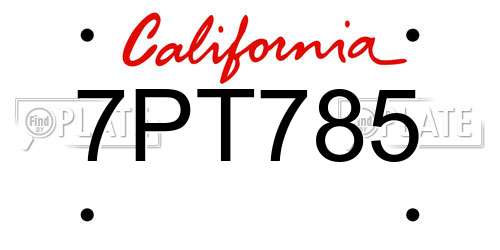 7PT785 California License Plate