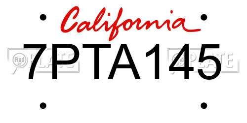 7PTA145 California License Plate