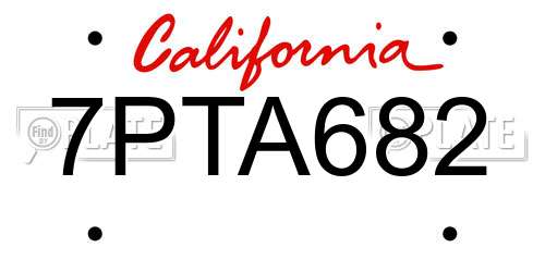 7PTA682 California License Plate
