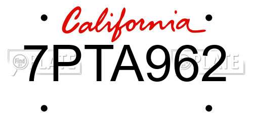 7PTA962 California License Plate