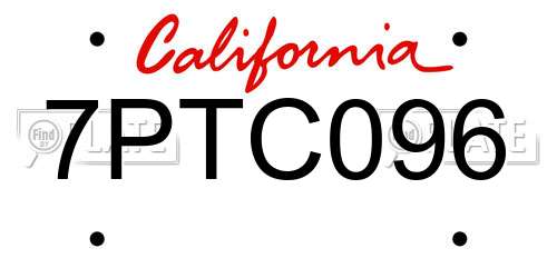 7PTC096 California License Plate