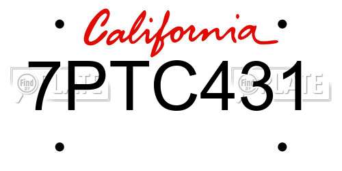 7PTC431 California License Plate