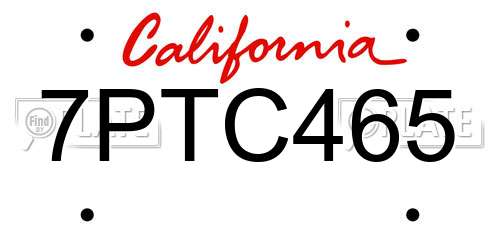 7PTC465 California License Plate