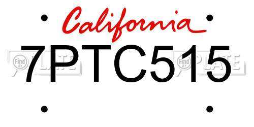 7PTC515 California License Plate