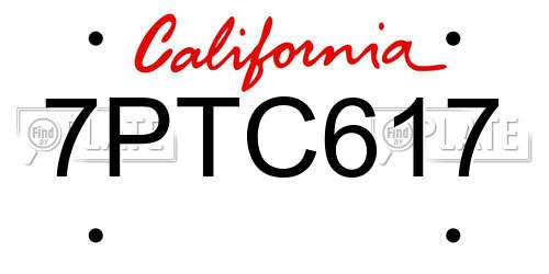 7PTC617 California License Plate