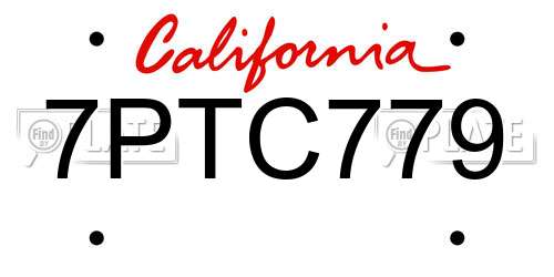 7PTC779 California License Plate