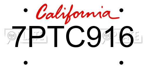 7PTC916 California License Plate