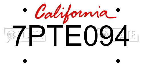 7PTE094 California License Plate