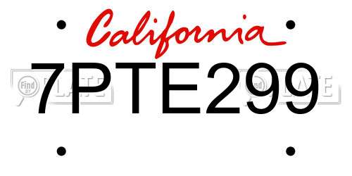 7PTE299 California License Plate