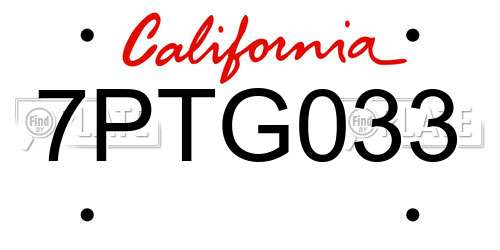 7PTG033 California License Plate