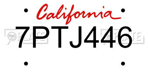7PTJ446 California License Plate