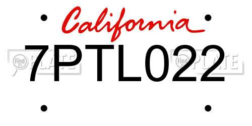 7PTL022 California License Plate
