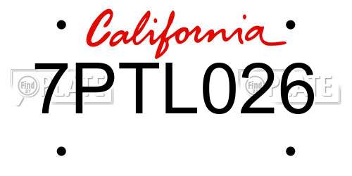 7PTL026 California License Plate