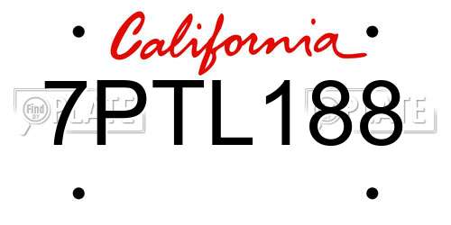 7PTL188 California License Plate