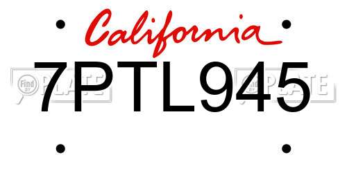 7PTL945 California License Plate