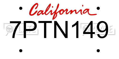 7PTN149 California License Plate