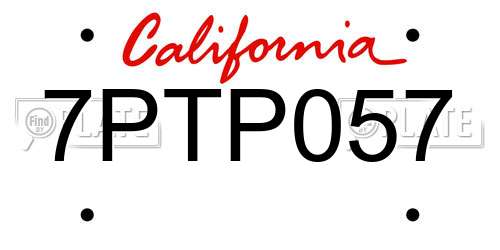 7PTP057 California License Plate