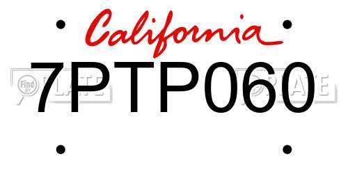 7PTP060 California License Plate