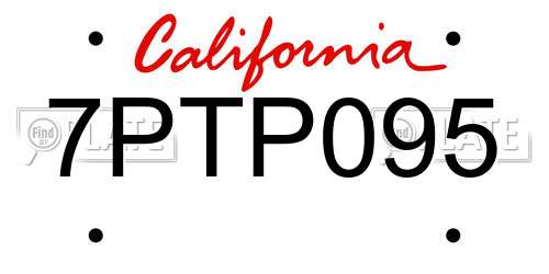 7PTP095 California License Plate
