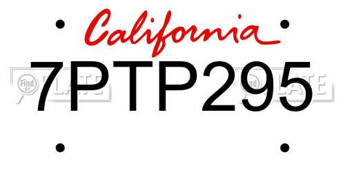7PTP295 California License Plate