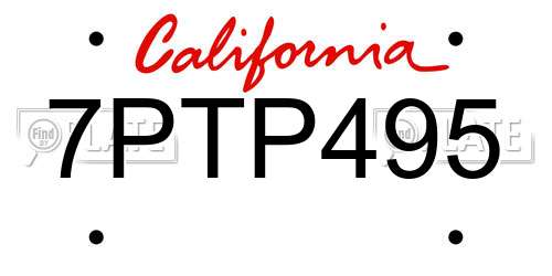 7PTP495 California License Plate