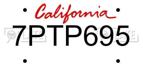 7PTP695 California License Plate