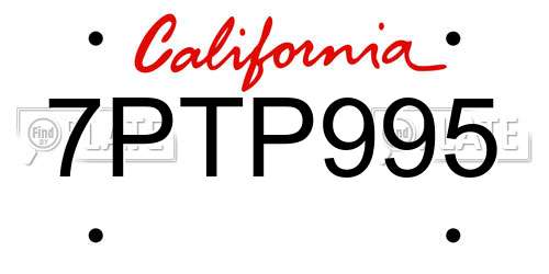 7PTP995 California License Plate
