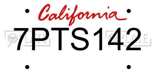 7PTS142 California License Plate