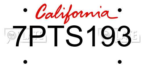 7PTS193 California License Plate