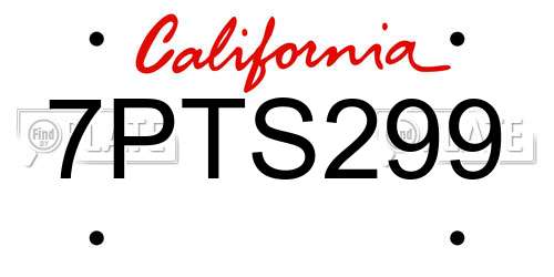 7PTS299 California License Plate