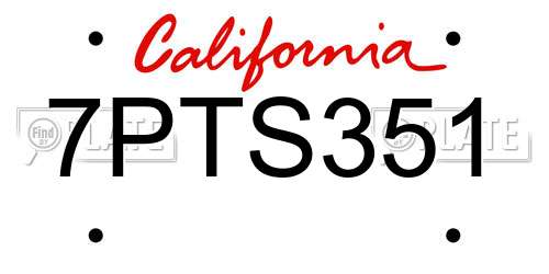 7PTS351 California License Plate