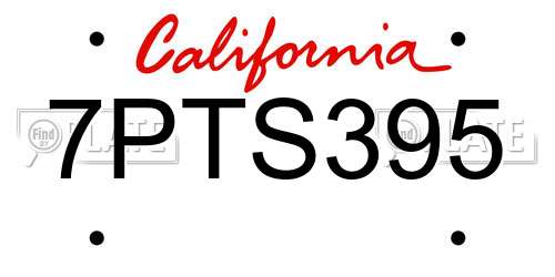7PTS395 California License Plate