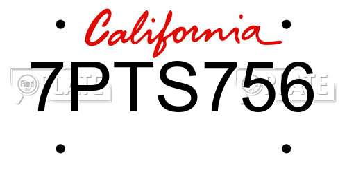 7PTS756 California License Plate