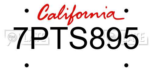 7PTS895 California License Plate