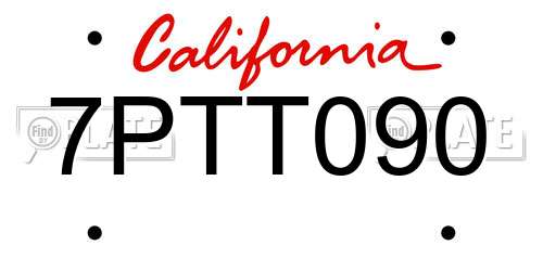 7PTT090 California License Plate