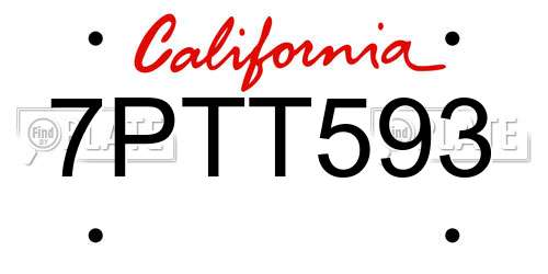 7PTT593 California License Plate