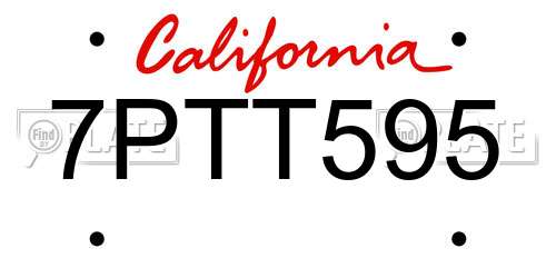 7PTT595 California License Plate