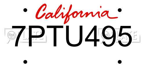 7PTU495 California License Plate