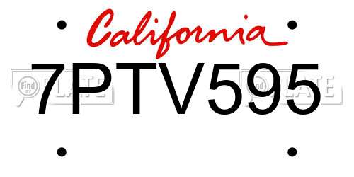 7PTV595 California License Plate