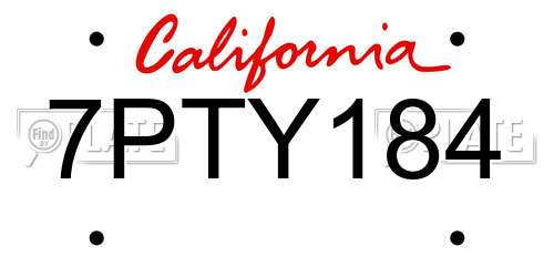 7PTY184 California License Plate